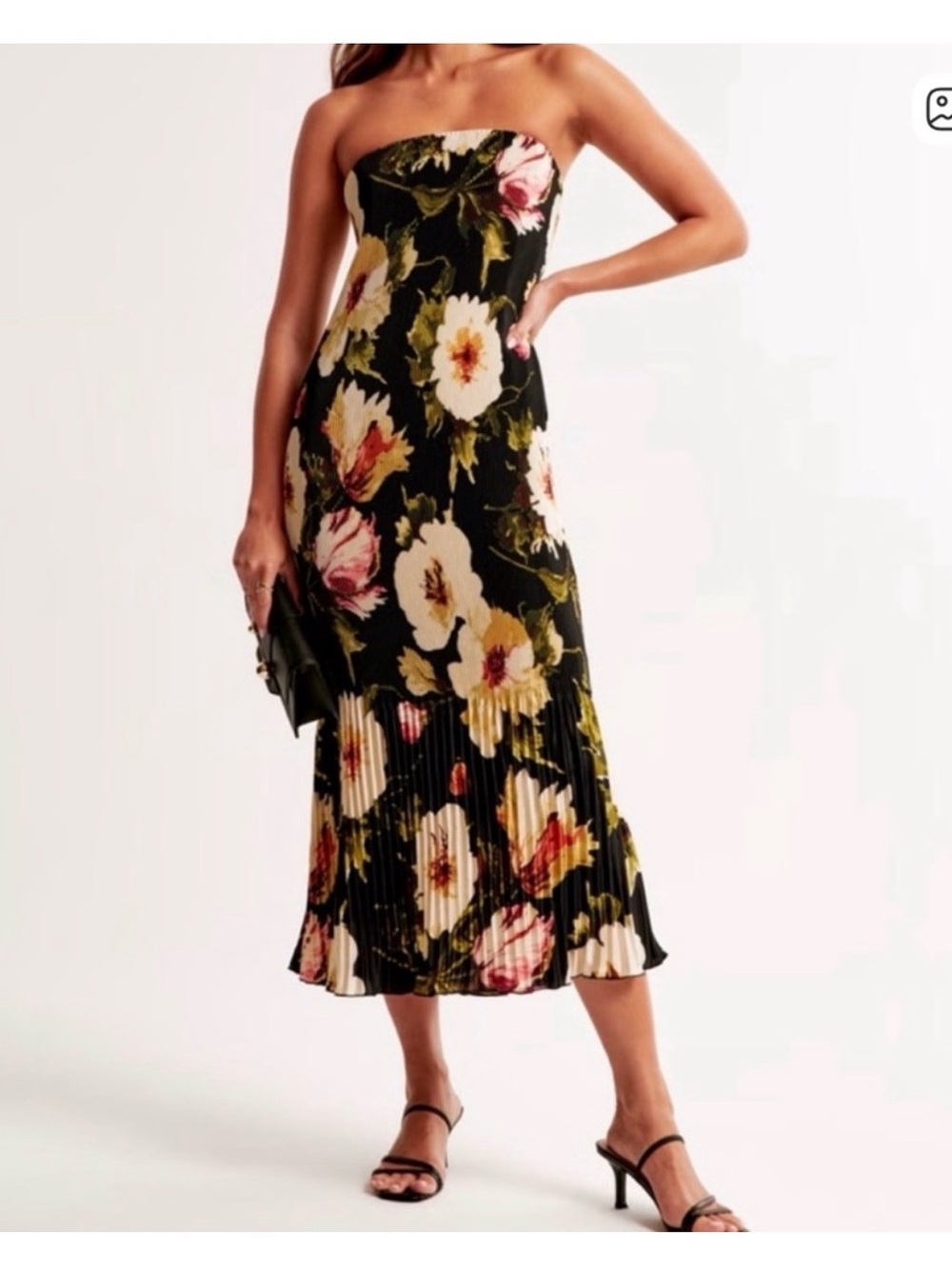 Abercrombie & Fitch Womens Floral Strapless Pleated Dress / L